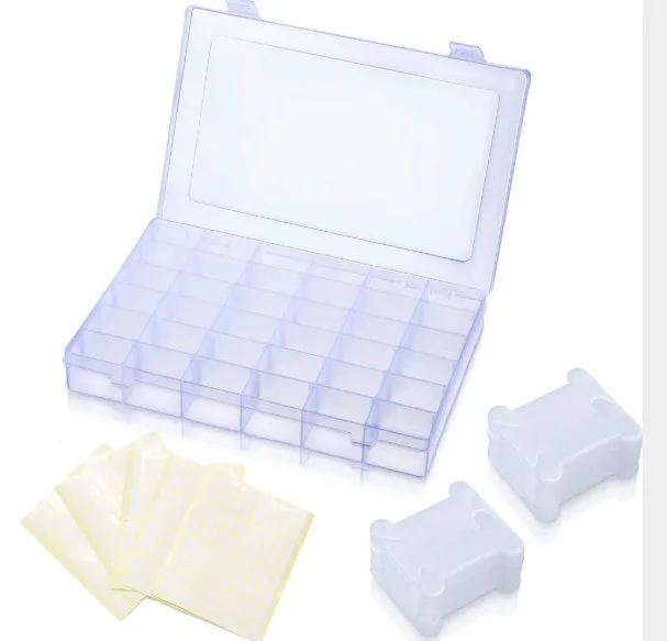 
Plastic Floss Bobbins Set, 100 Pieces Plastic Floss Bobbins with Floss Winder and Embroidery Organizer Box for Cross Stitch 