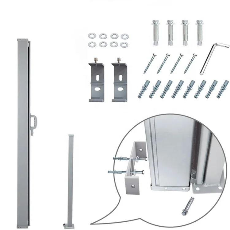 Extendible Side Awning for Balcony Garden Terrace Steel Aluminum Windproof  Privacy Screen Divider