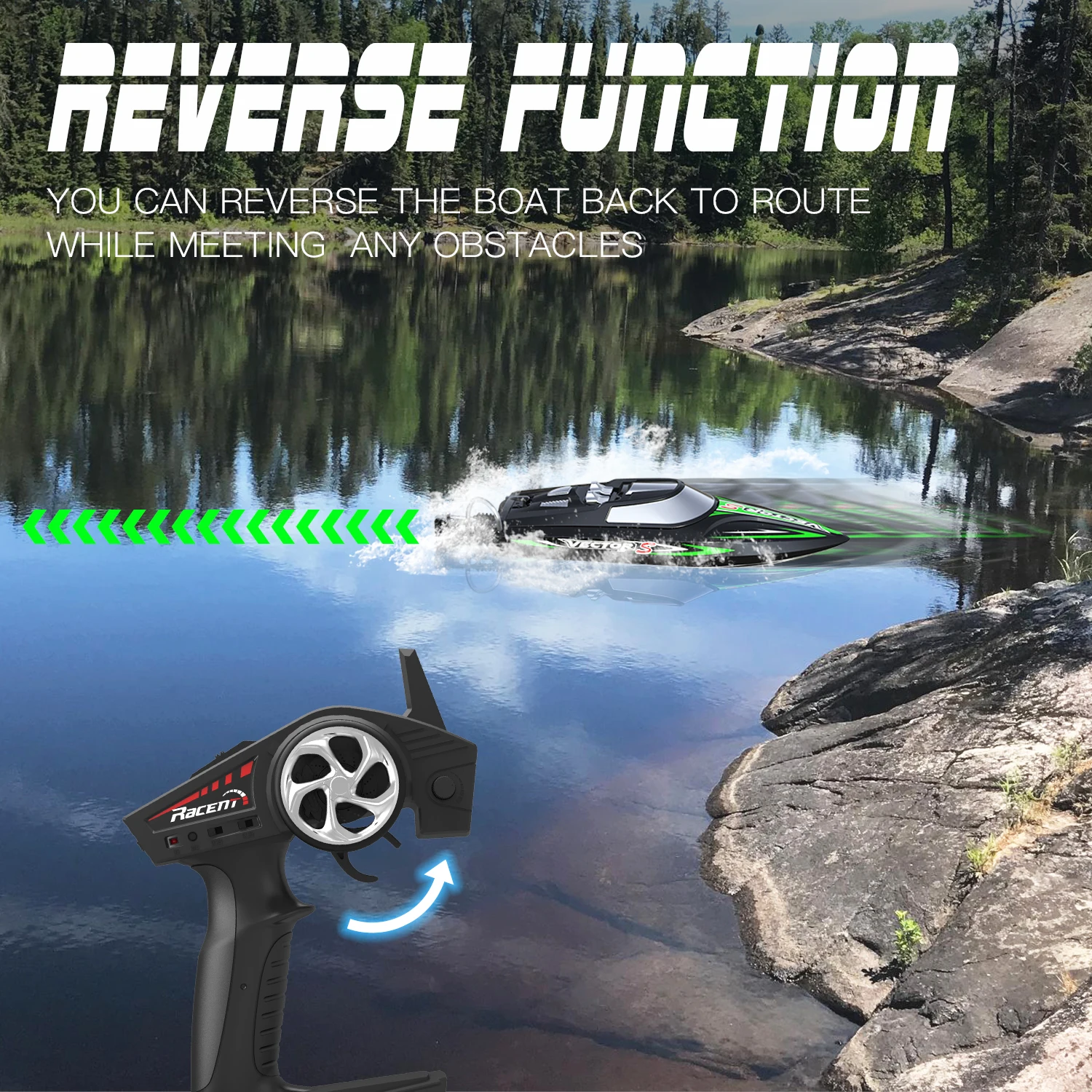 High Speed  Brushless RC Boat RTR with Self-Righting  Reverse Function for Pool  Lake