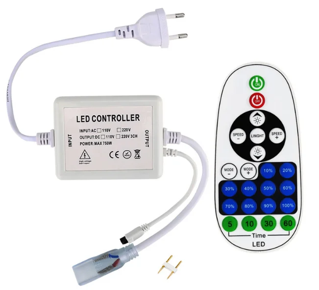 220V Led Strip Controller 720W with 23keys remote IR Led Dimmer for 5050/2835 High Voltage Strip Light