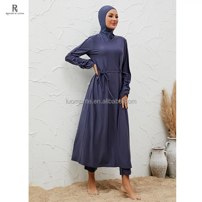 LUOMANTE Custom Dubai Muslim Women Full Cover 3 Pieces Burkini Modest Swimwear Islamic Swimsuit