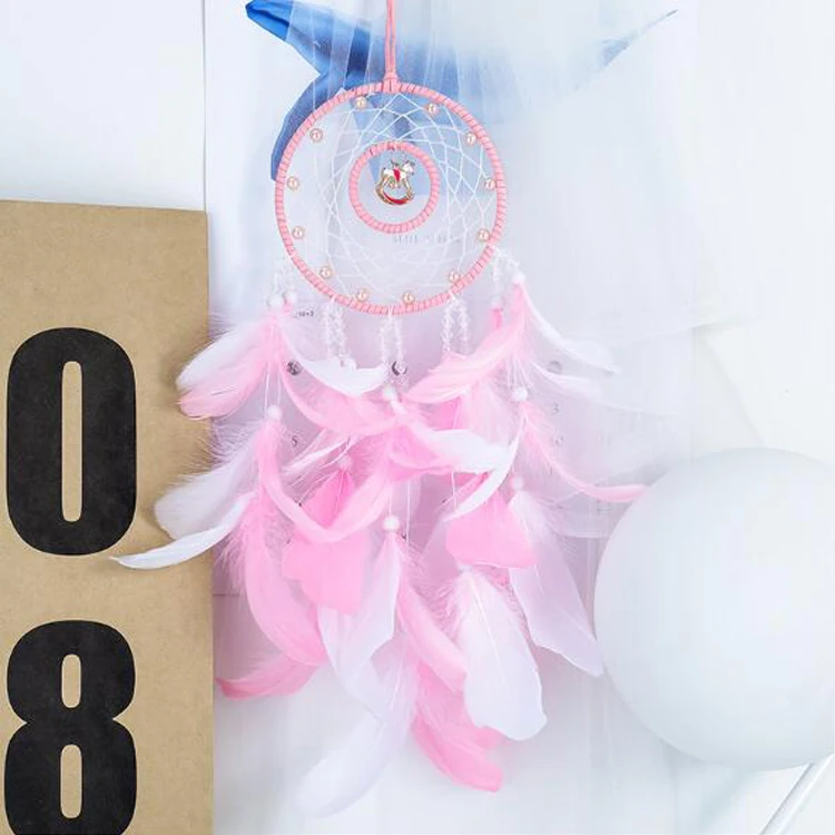 Dream Catcher Handmade with Led String Lights Wall Hanging Kids Room Decor Car Pendant Boys Girls Women Bedroom Christmas Party