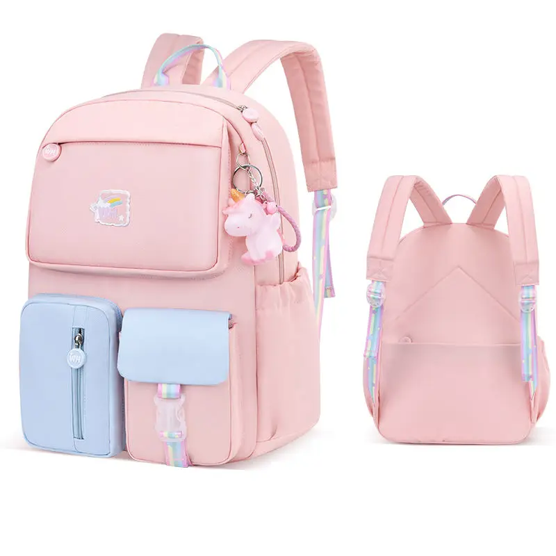 Fashion rainbow backpack shoulder strap school bag teenagers girls children waterproof backpacks kids schoolbags