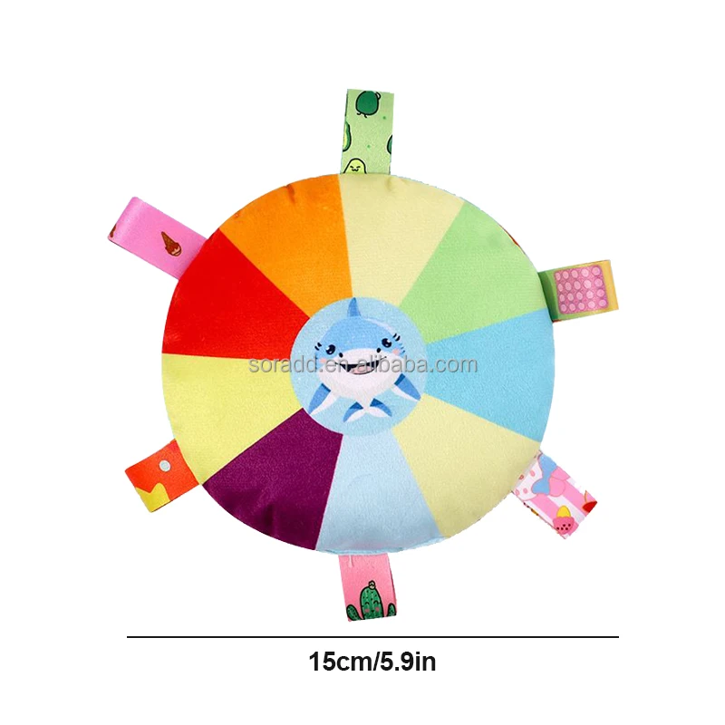 Interactive Flying Discs Chew Toys for Dogs Plush Pet Tug War with Washable Bite-Resistant Turntable Pattern Bells inside
