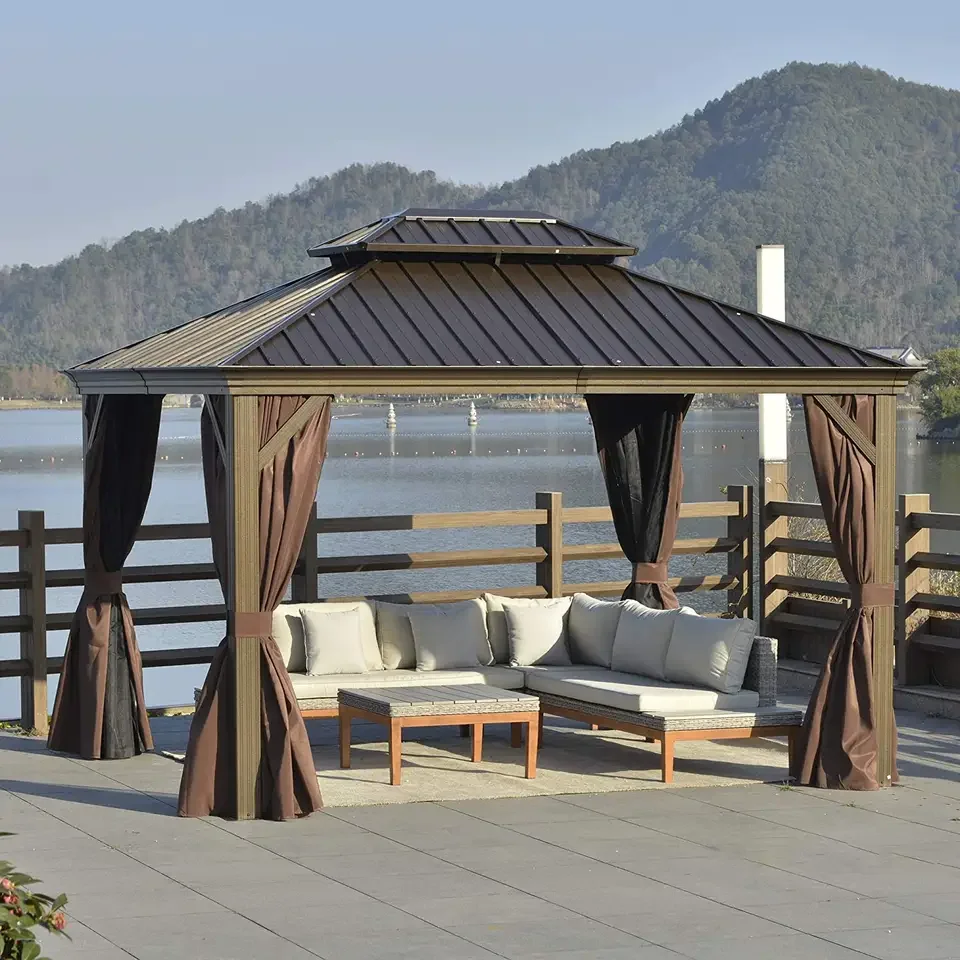 Foshan Isun waterproof Chinese style pavilion wooden pavilion aluminum pavilion