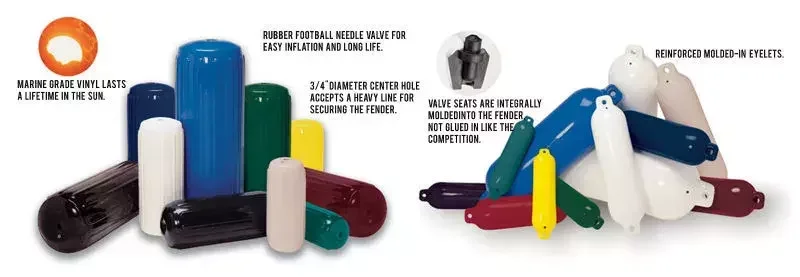 Ribbed Boat Fenders Bumpers Strengthened Fender Lines G Series Boat Fenders, 6.5' x 23' - Black