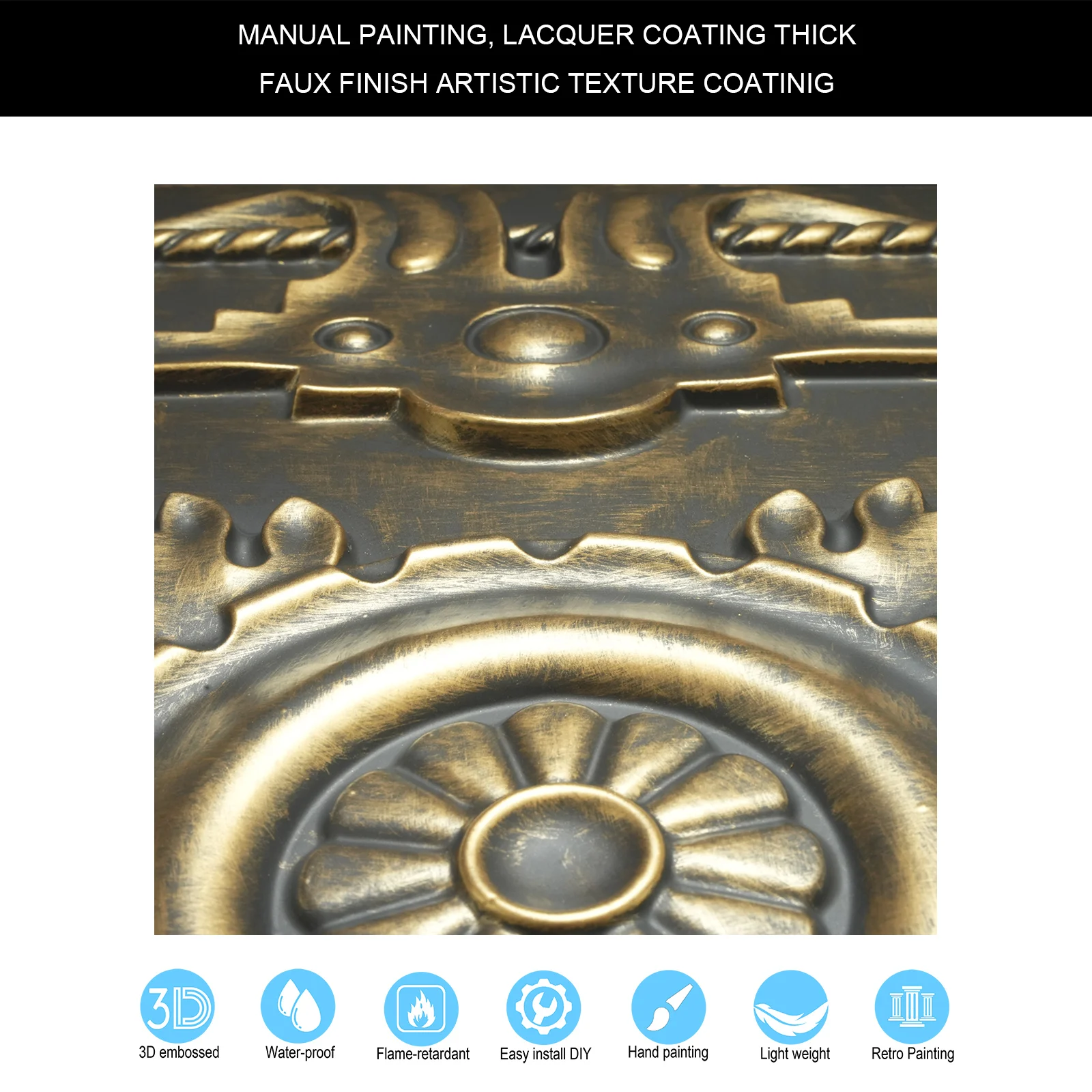 Decorative Ceiling Tile Age Copper Bollywood Design Ceiling Sheet Easy to Install PVC Panels PL29 Ancient Gold