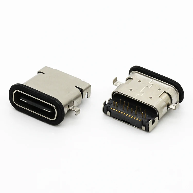 Mid Mount Hybrid IP67 Type C  24Pin Waterproof Female USB Receptacle Connector DIP+SMT PCB Connector China Supplier