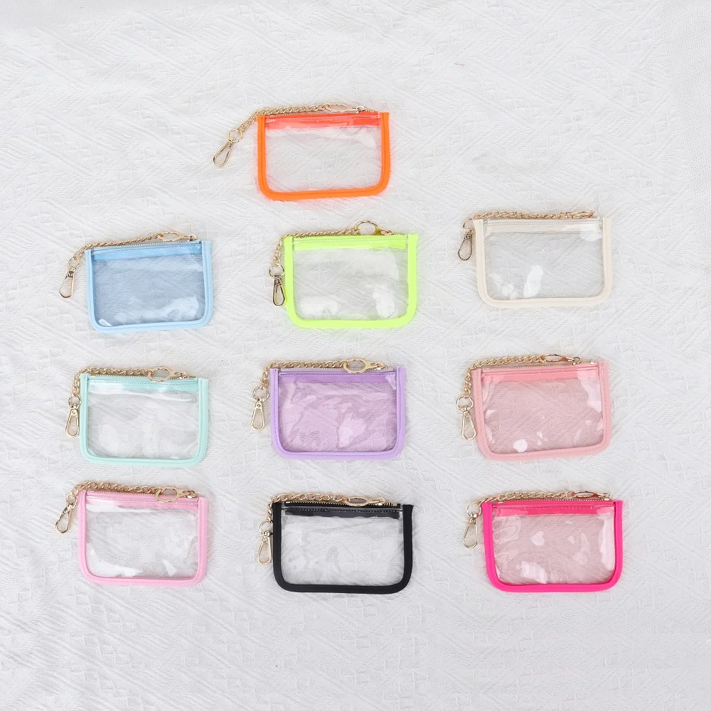 2023 New Design 10 Color Clear Transparent Pvc Coin Purse With Keychain Custom Coin Holder Purse Pouch Wallet Mini Coin Purs Bag