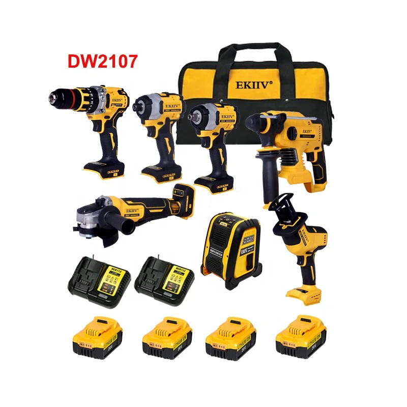 EKIIV Factory Cordless Power Tools Combo Kit Oem Electricdrivert Drill Wrench Screwdriver Tools China 20V Rechargeable battery