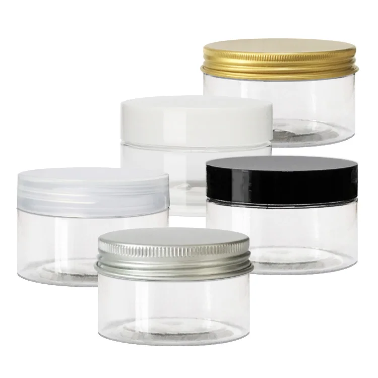 100ml 120ml 180ml 200ml 250ml 300ml 400ml 500ml 600ml 12oz Clear Wide Mouth PET Plastic Jar For Cosmetic cream Packaging