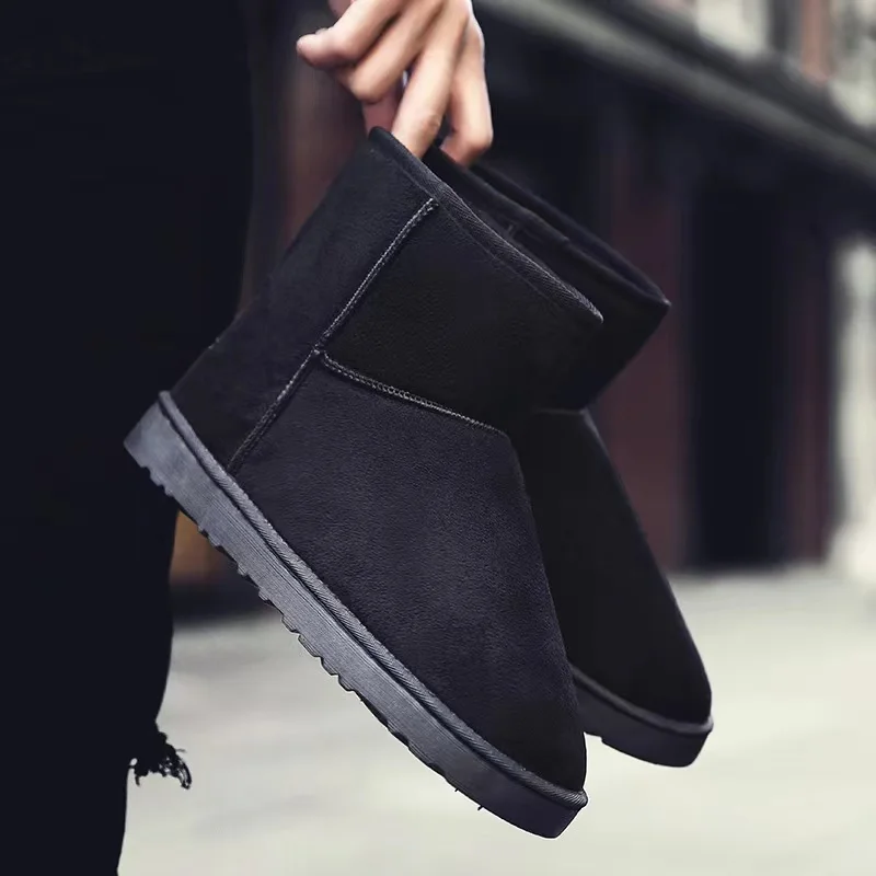 5848 Winter Warm Plush Thick Leather Short Boots Martin Boots Thick Plush Snow Boots Waterproof For Men