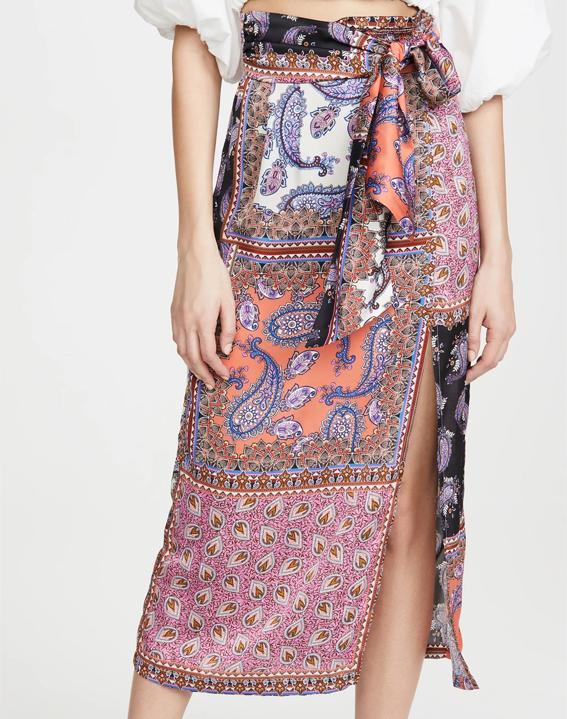 2021 Latest Design Ethnic Paisley Pattern Breathable Skirt With Lace Up