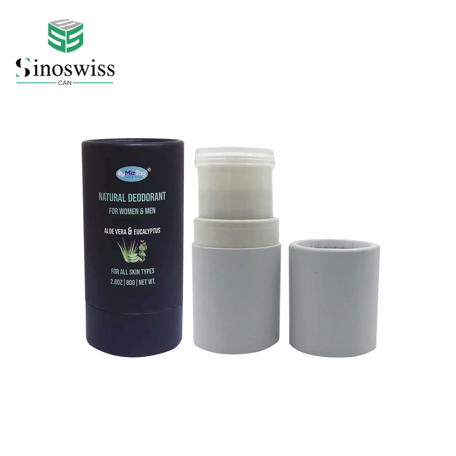 Biodegradable Kraft Cardboard Cosmetic Lip Balm 40g 60g Twist Up Deodorant Solid Fragrance Stick Paper Tube Packaging Container