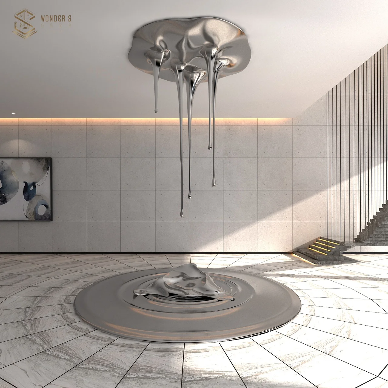 Привлекательная абстрактная художественная настенная скульптура из нержавеющей стали в виде капли воды