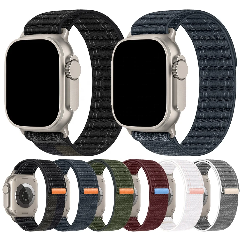 Eraysun New Fabric Elastic i Watch Strap 42/44/45/49mm Adjustable Luxury Wave Nylon Ultra 2 Elastic Band For Apple Watch Bands