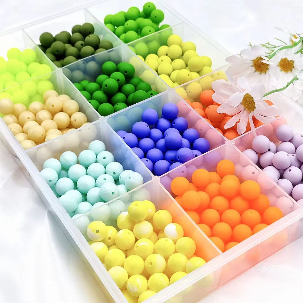 Factory Custom Wholesale 9mm 12mm 15mm 19mm Food Grade BPA Free Baby Chew Teether Silicone Beads