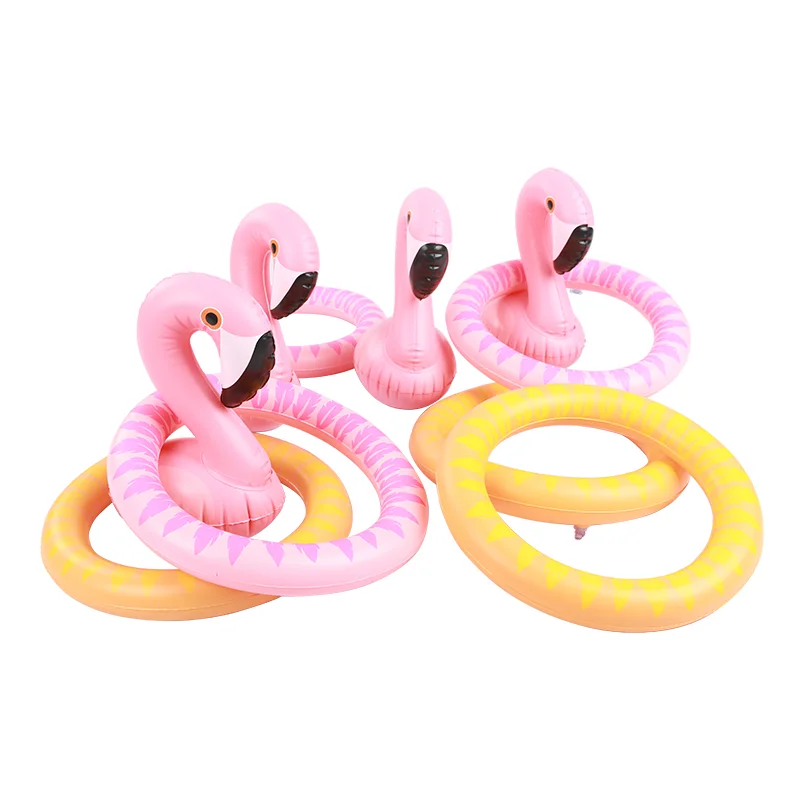 Wonderful Inflatable animal toss ring flamingo shape pink inflate toys garden kids party water toys toss game with rings