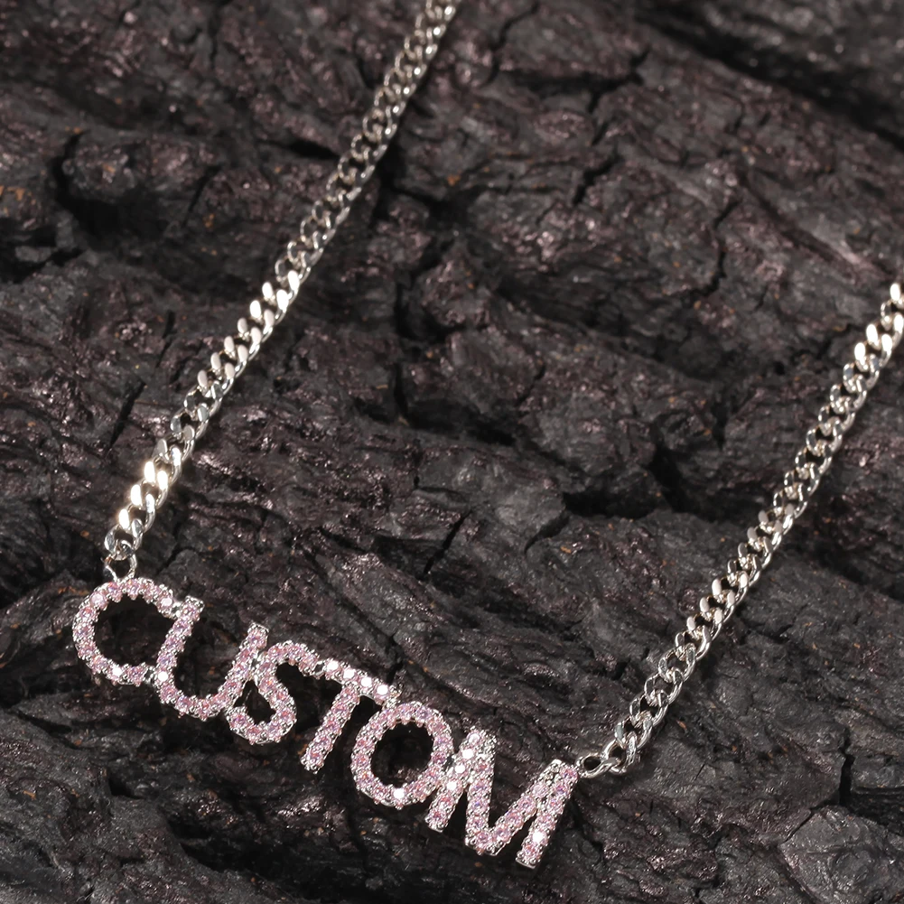 Custom Name Necklaces Numbers Personalized Zirconia Crystal Pendant Letters Necklace for Women Jewelry