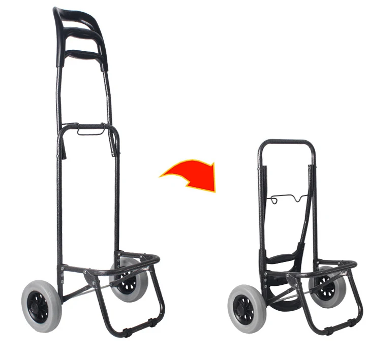 
telescopic aluminium metal lightweight hand trolley cart Collapsible Supermarket 3 2 wheel folding truck foldable luggage cart 