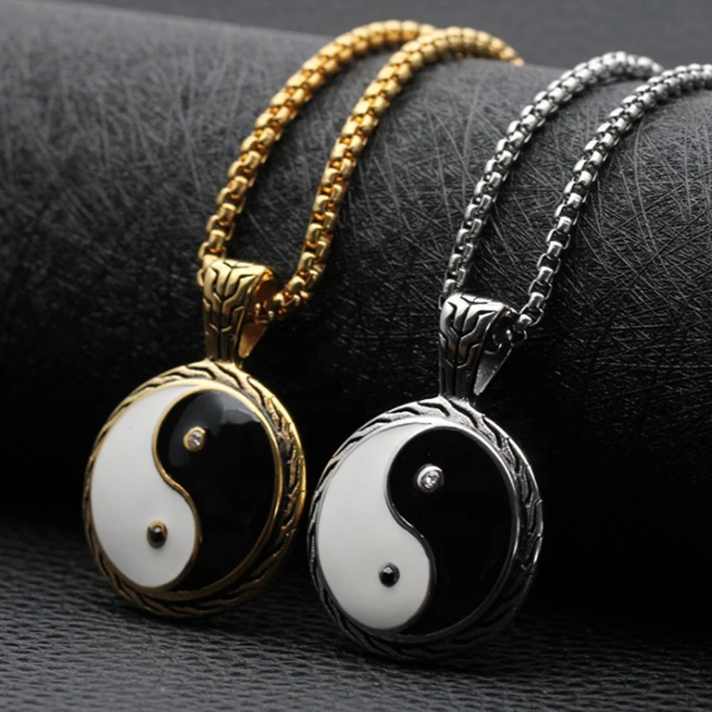 Mister Jewelry 18K Color Oxydic Stainless Steel Best Friends Yin Yang Pendant Necklace