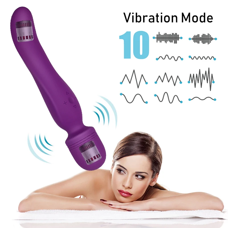 Dual Vibrator G-spot and Clitoris Body Massager Women Personal AV Sex Toys for Adult Waterproof Rechargeable