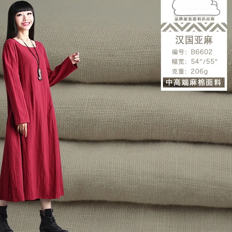 Spot classical plain linen fashion art clothing 100% linen fabric autumn and winter clothing dress linen