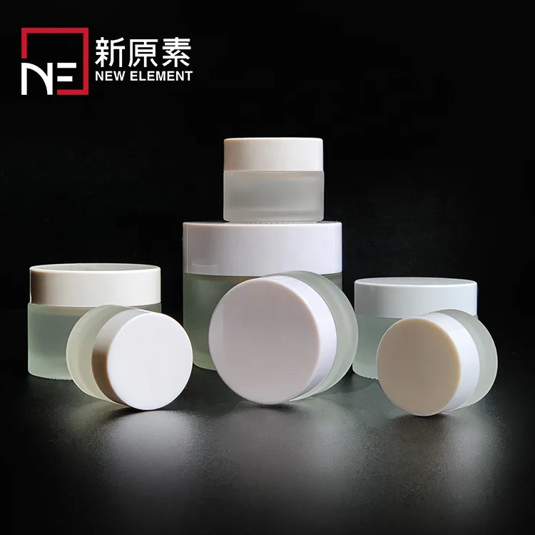 high end wholesale 5g 10g 15g 20g 30g 50g 100g white lid frosted glass cosmetics jar for cream