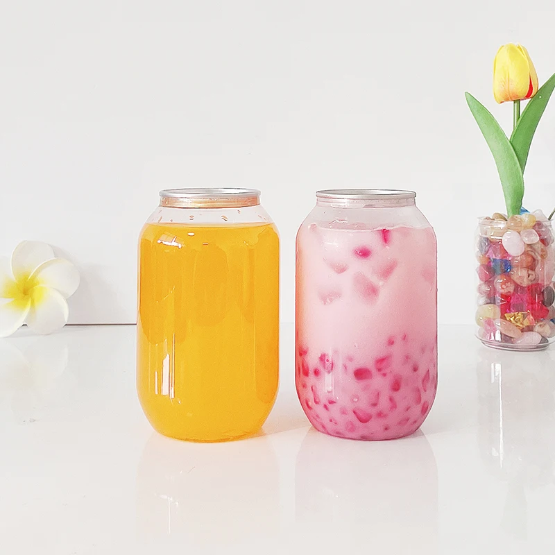 Custom 330ml 500ml Clear Plastic Pet Pop Soda Can Empty Beer Cake Plastic Ring-Pull Pop Cans For Food Canning Easy Open