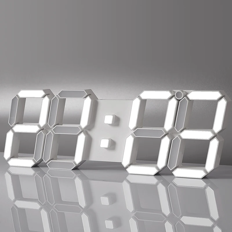 Table Clock Digital Time Date and Temperature Display  Snooze Alarm White Numbers Digital LED Clock With Remote Controller