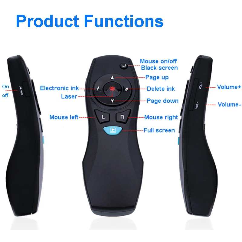 USB Control Clicker for Presentation PowerPoint Telecommande Power Point Presenter Wireless Pointer Flip Pen Puntatore Laser USB