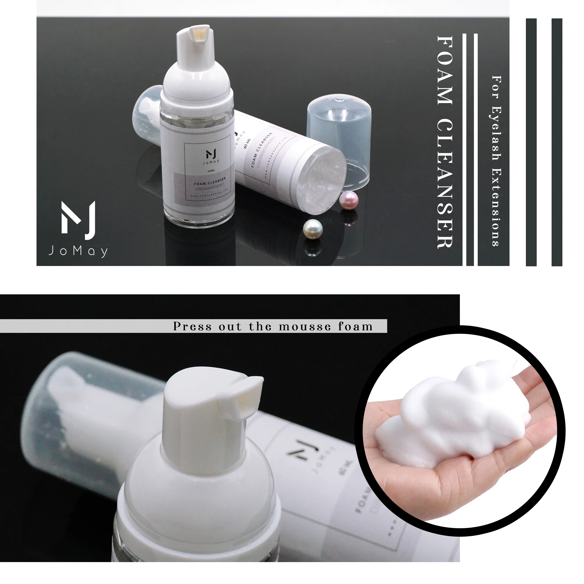 Jomay private label organic foam cleanser vegan best eyelash extension shampoo bulk custom lash bath box
