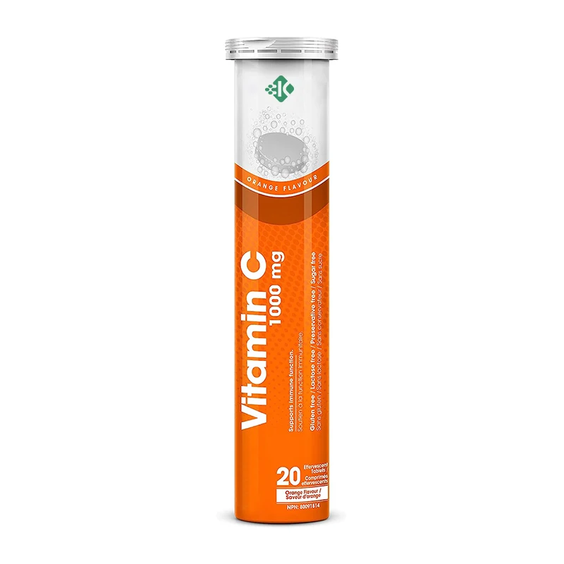 Private Label Vegan Support Healthy Immune Supplements Orange 1000mg Vitamin C Effervescent Tablets With Zinc