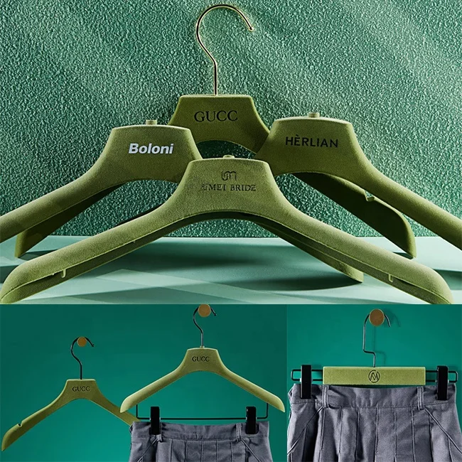 custom logo wedding dress clips blue white black brown velvet clothes hanger plastic men suit garment clothing velvet hangers