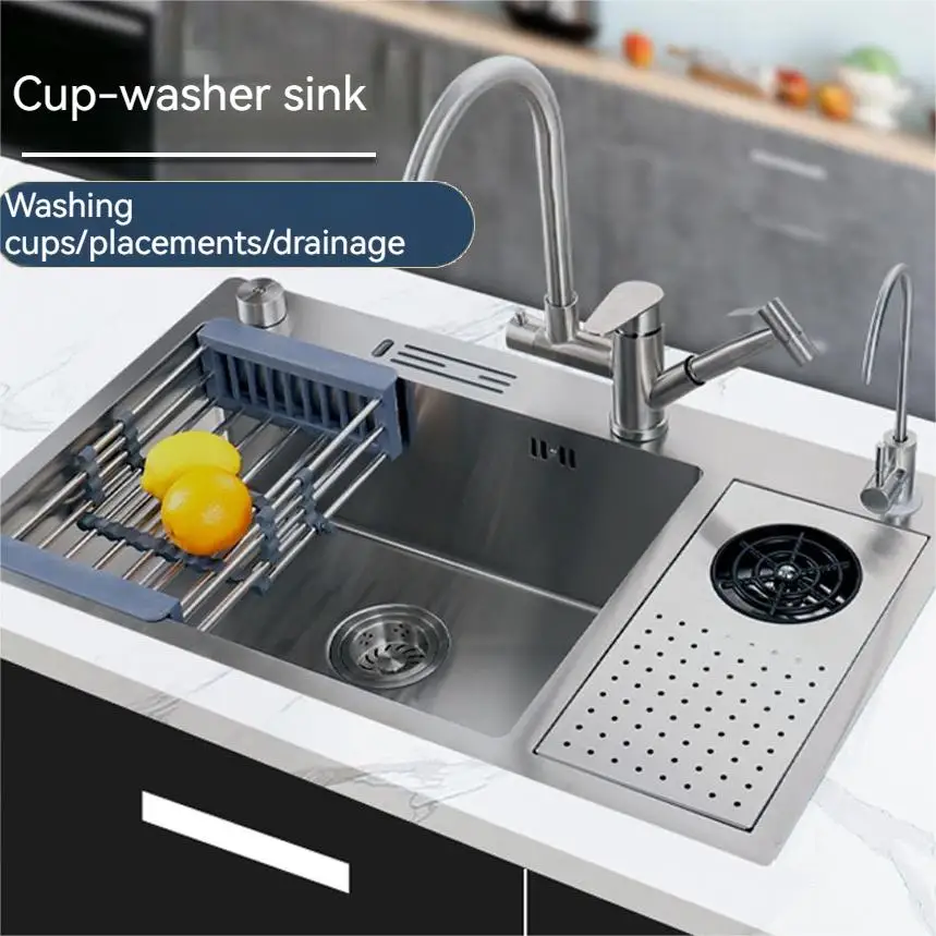 Carpenter High Pressure With Glass Washer Sink Bar Single-Slot Kitchen Multi-Functional Stainless Steel