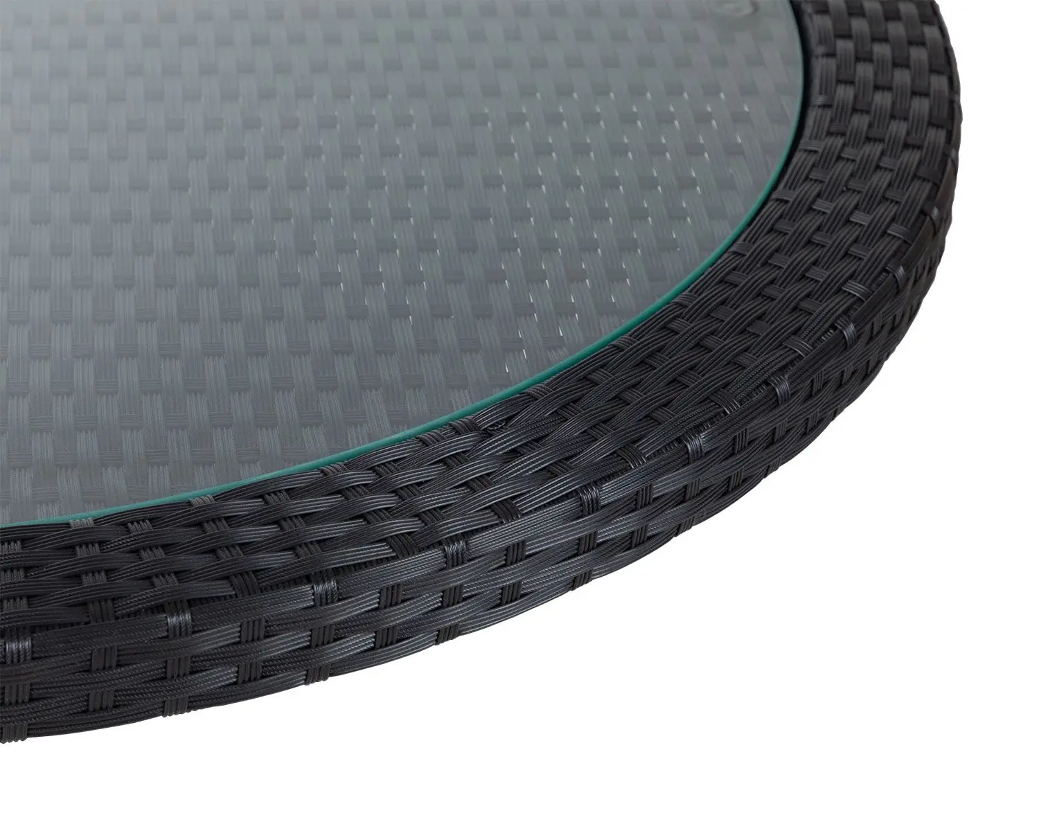 2 Rattan Garden Chairs and Small Round Table Set in Black and Vanilla