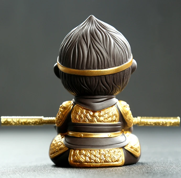 Little monkey king Car Decor smile laugh monk small  Ceramic Buddha statue Tea pet