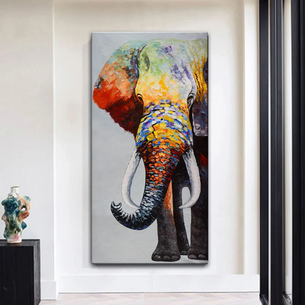 TOPART African Elephant Animal Room Hanging Canvas Picture Large Size Wholesale High Quality Oil Painting Wall Art for Sale