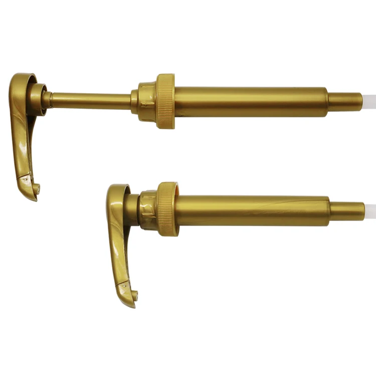 Smooth Screw Surface Golden Plastic 28/400 Syrup Pump for Food Sauce Dispenser Bottle