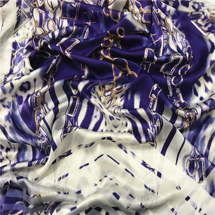 
Low MOQ Purple Leopard Fabric 100% Organic Silk 12mm Silk Satin Fabric 