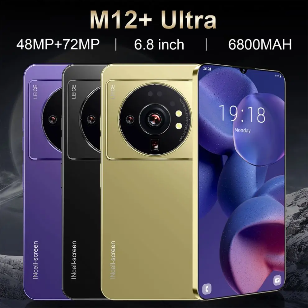 M12Ultra  note 10 pro 6.8inch 16gb +1tb wholesale unlock cell mobile phone for nokia smart phones