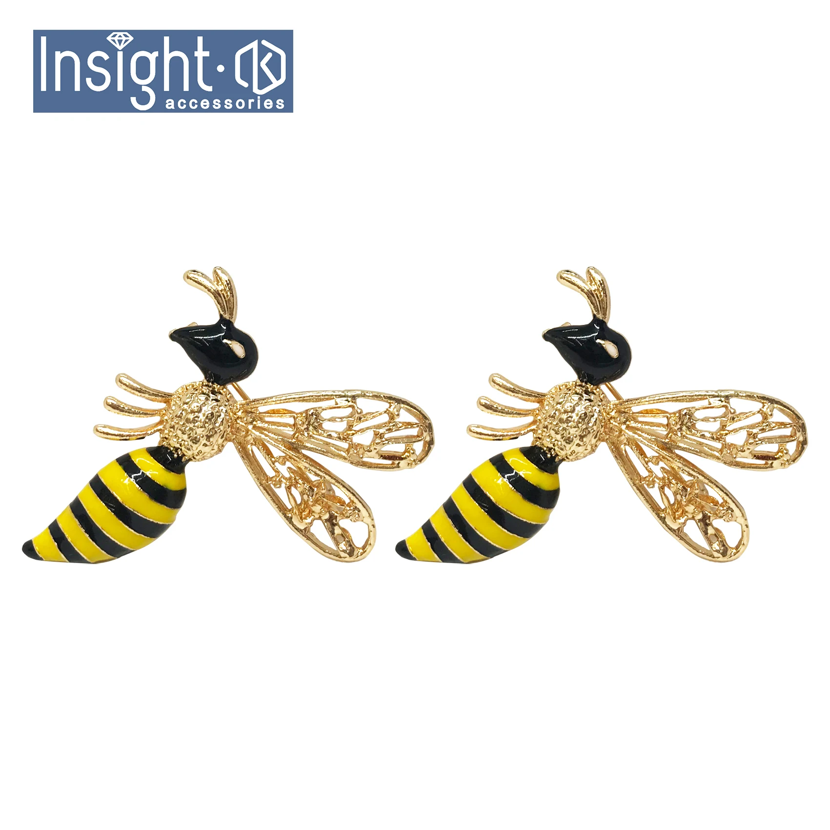 Hot Sale Embellishment Jewelry Fashion Insect Enamel Brooch Bee Rhinestone and Pearl Brooch For Suit