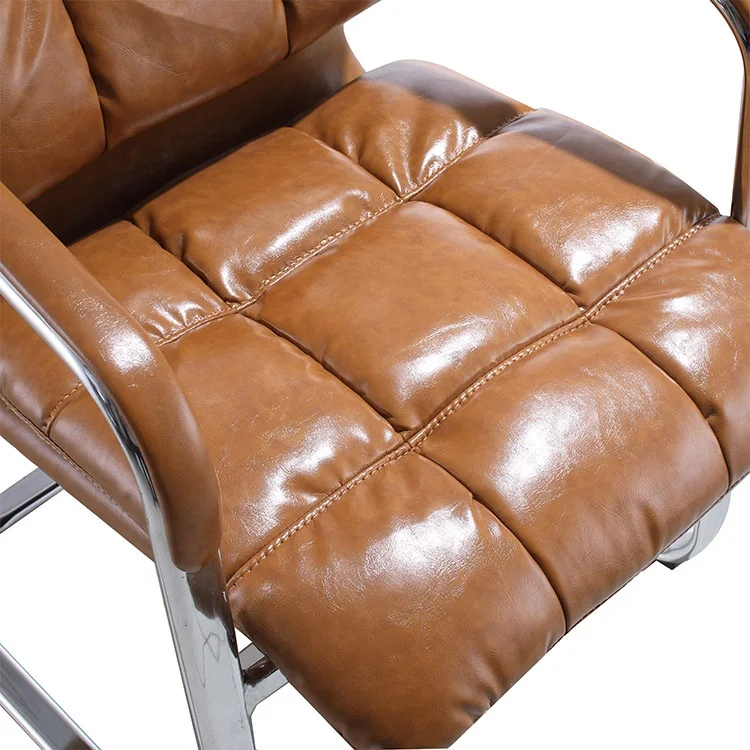 Modern office meeting room reception PU leather brown guest visitor chair with armrest