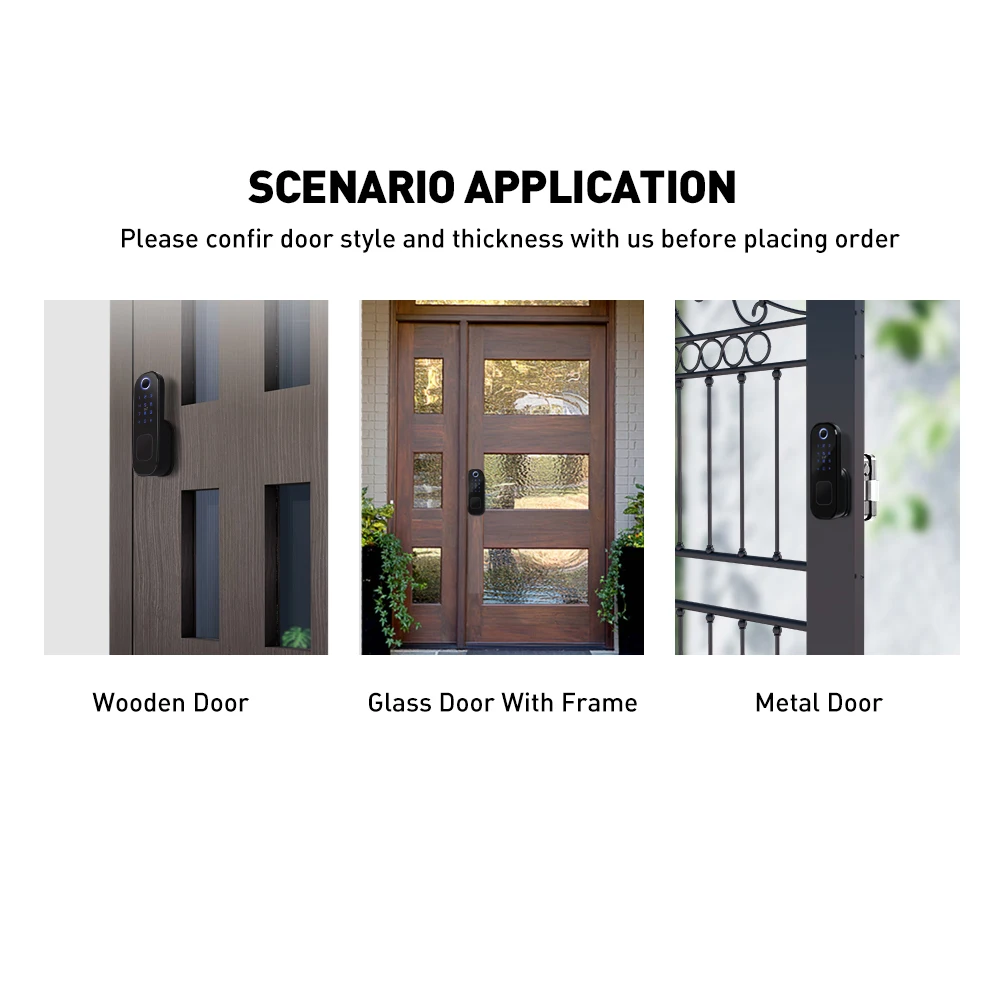 FXL Tuya Smart lock Waterproof Wifi Fingerprint Rim Lock Smart Card Digital Code Electronic Door Lock For Home Security Mortise