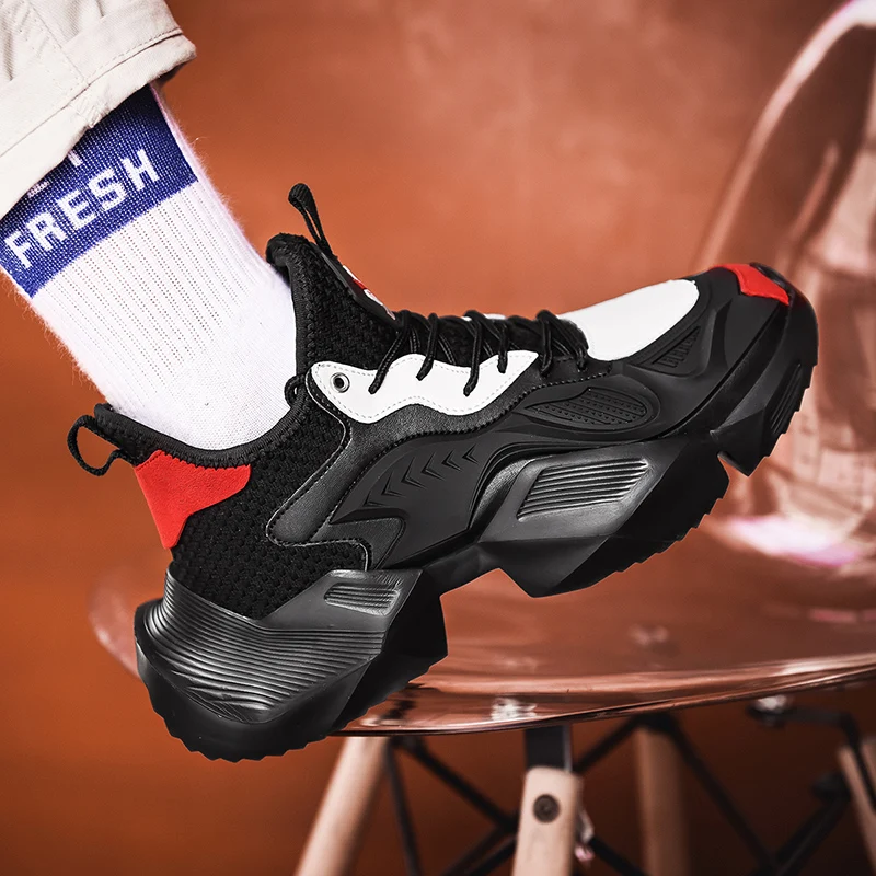 Male Dad Shoes Adult Platform Trainers Stylish Casual Chunky Sneakers For Men white Sport Thick Sole Shoes Footwear 2022