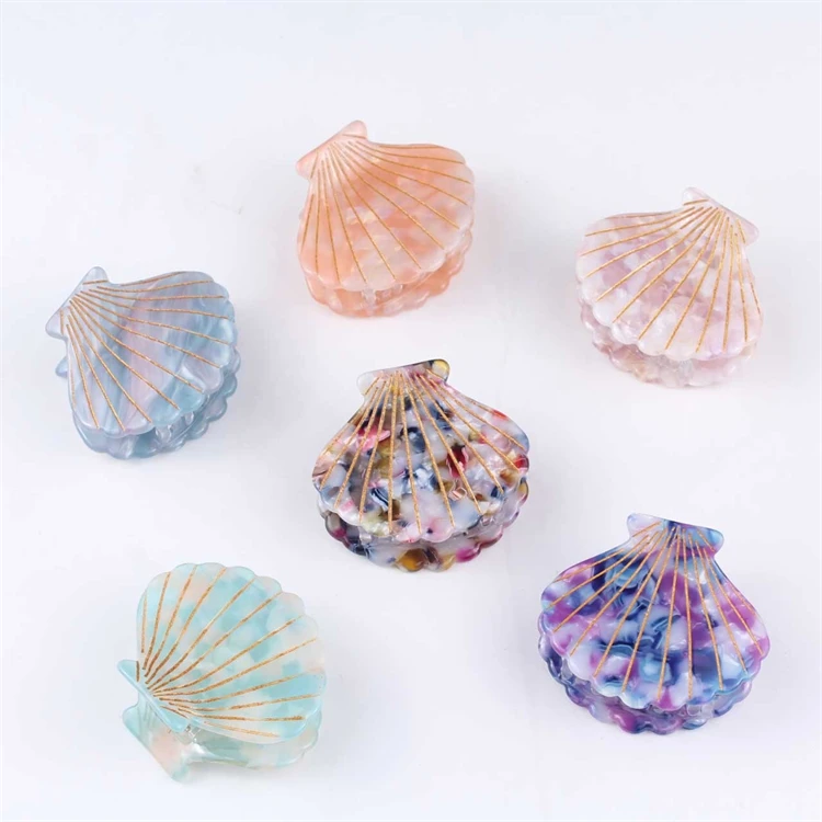 Hot Sale New Acetate Hair Claw Cute Mini Seashells Hair Clip Sweet Hair Accessories For Women