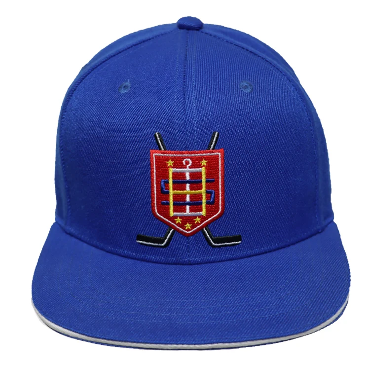 High quality 5 panel structured snapback hat custom embroidery flat brim snapback cap