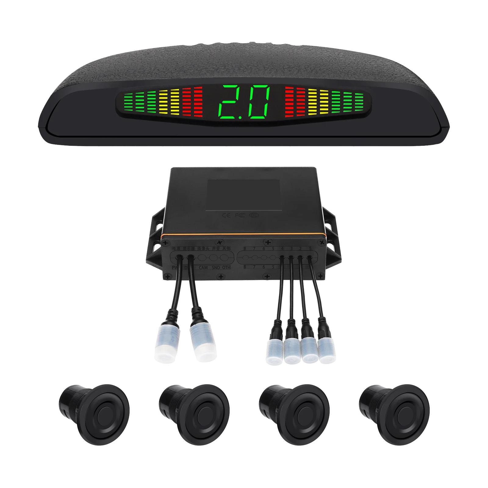 24V truck reversing radar parking assist system truck parking radar parking sensor system 4 sensor buzzer warning alarm