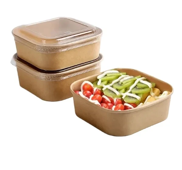 Квадратная бумажная коробка HeatableTakeout пищевой контейнер водонепроницаемый крафт-бумага Салатница