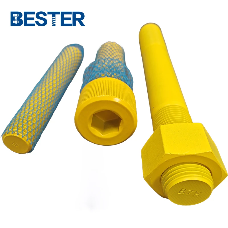 M10 3/8 Astm A193 B7m Ceramic Fluorocarbon Coated Carbon Steel Stud Bolt Ptfe Thread Bolt Stud Bolt